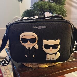 Karl Lagerfeld Black Belt Bag with Iconic Characters